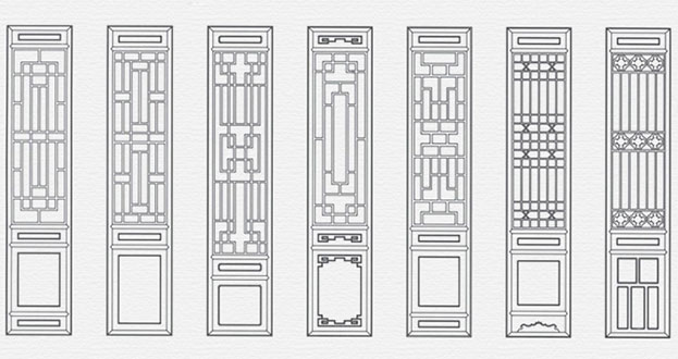 墨江常用中式仿古花窗图案隔断设计图