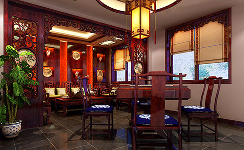 墨江古典中式风格茶楼包间设计装修效果图